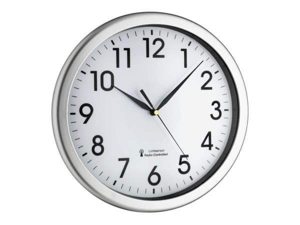 TFA-Dostmann 60.3519.02, Vägg, Quarts-klocka, Rund, Silver, Vit, Plast, AA