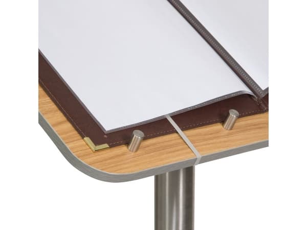 Securit® MENU STAND i rustfrit stål og teak