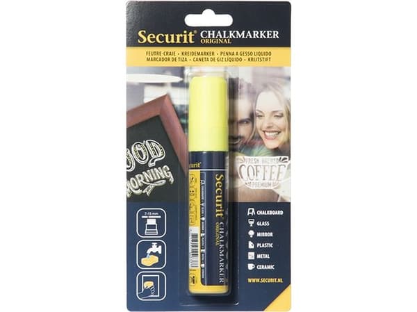Securit® original kritmarkör med rund blockspets - gul