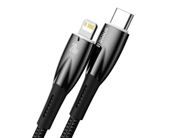 Baseus Glimmer, 2 m, Lightning, USB C, Hankjønn, Hankjønn, Svart