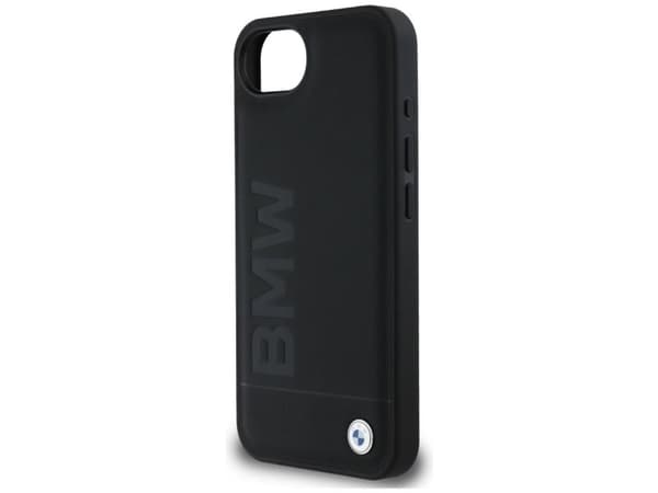 BMW skinn hot stamp-deksel til iPhone 16e - sort