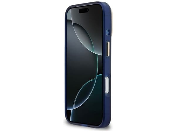 Guess IML 4G Script Metal-skal för iPhone 17 Pro - Blå