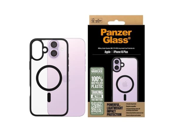 PanzerGlass ® HardCase Transparent w. Black MagSafe & Frame iPhone 16 Plus, Suojus, Apple, Apple - iPhone 16 Plus, musta