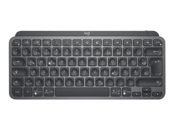 Logitech MX Keys Mini, Mini, Langaton, RF Wireless + Bluetooth, Näppäimen saksikytkin, QWERTY, Grafiitti