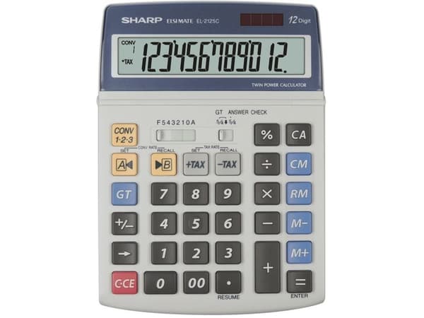 Sharp EL-2125C - Skrivbordskalkylator - 12 siffror - batteri, solcellspanel
