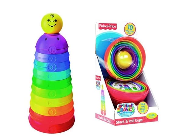 Fisher-Price Stack & Roll Cups, 0,5 år, Plast, Flerfarget