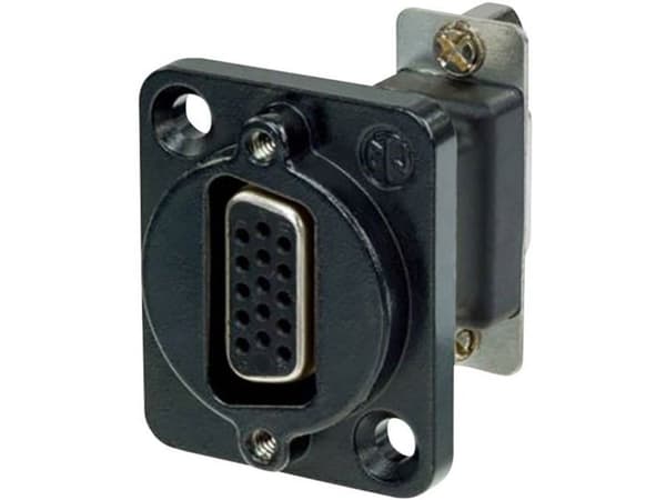 Neutrik NADB15FF-B, VGA, VGA, Sort, Rustfritt stål