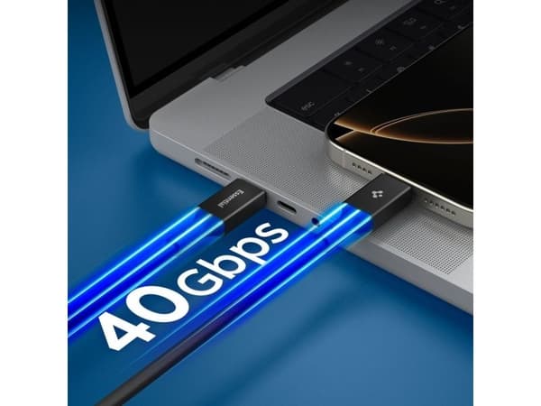 Spigen Essential EB24012CC USB-C till USB-C kabel 240W 120 cm - sort