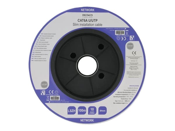 DELTACO - Bulkkabel - 100 m - UTP - CAT 6a - halogenfri, solid - vit