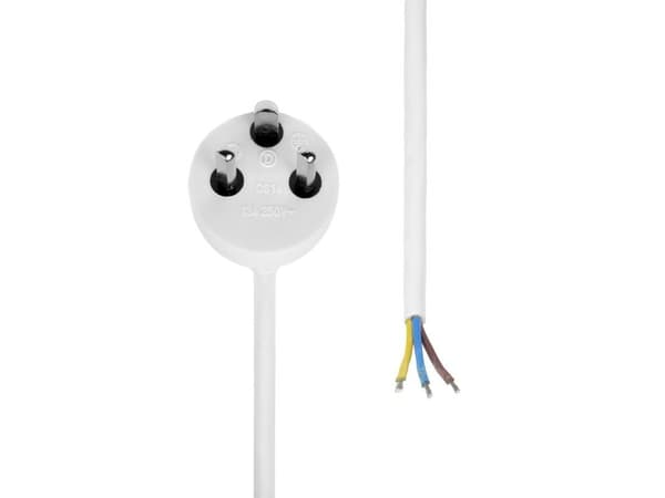 MicroConnect - Strömkabel - Typ K (hane) till blank tråd - 250 V - 13 A - 15 m - vit - Danmark