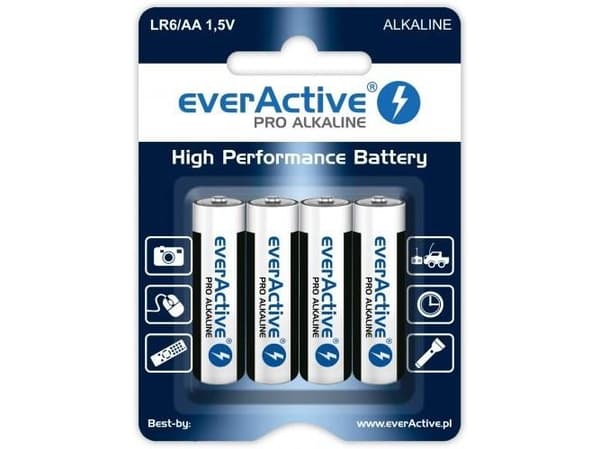 EverActive Pro alkaliparistot LR6 AA - läpipainopakkaus, jossa 4 kpl.