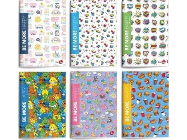 Notebook A4/48K line Be More Happy (10pcs)