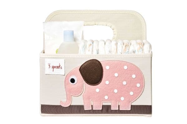 3 Sprouts Opbevaringskurv med Hank til Bleer, Elefant