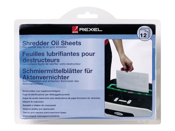 Rexel oljeark för dokumentförstörare - (12 ark)