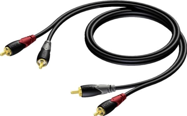 PROCAB CLA800/0.5, 2 x RCA, Uros, 2 x RCA, Uros, 0,5 m, Musta, Harmaa, Punainen
