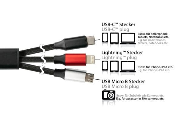PYTHON 1,20 m USB 6-i-1 laddningskabel USB-A och USB-C till Micro B - Digital/Data - 1,2 m (PY-USB001S)