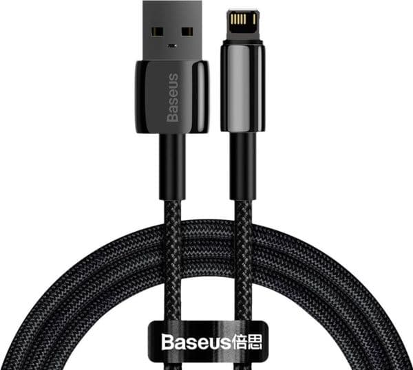 Baseus Tungsten, 1 m, Lightning, USB A, Hankjønn, Hankjønn, Sort