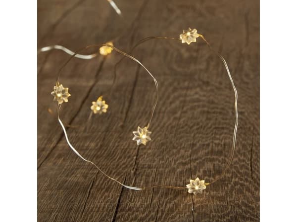 Sirius Silke Lyskæde Mini Blomster - 20 LED - Klar/Sølv