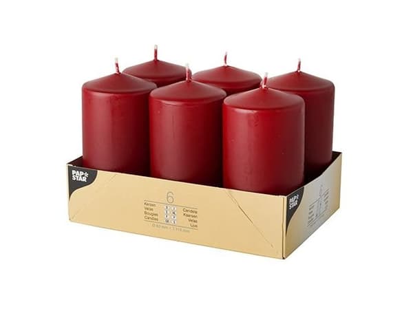 Papstar 17993, Rund, Bordeaux, 24 timer, 6 stykker