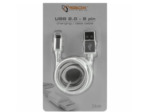 SBOX IPH7-S, Silver, USB A, Lightning, 1,5 m, Hanstik, Hanstik