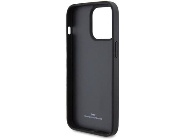 BMW lær diamantmønster-deksel for iPhone 15 Pro Max - svart