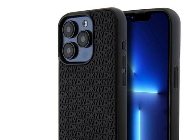 DKNY 3D gummimønster etui til iPhone 15 Pro Max (svart)