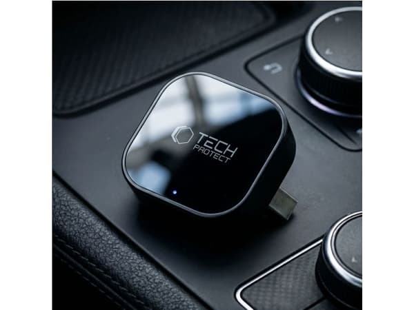 Bilradio Canva TECH-PROTECT ULTRABOOST CA01 USB Bluetooth 5.4 matt sort med Apple CarPlay / Android Auto-adapter