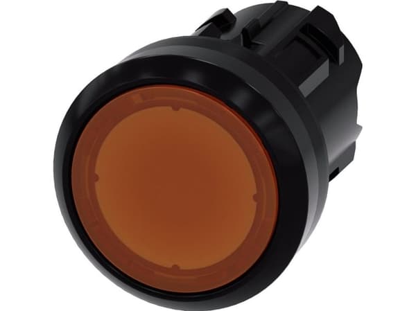 Lys tryckknapp 22 mm rund plast, orange knapp