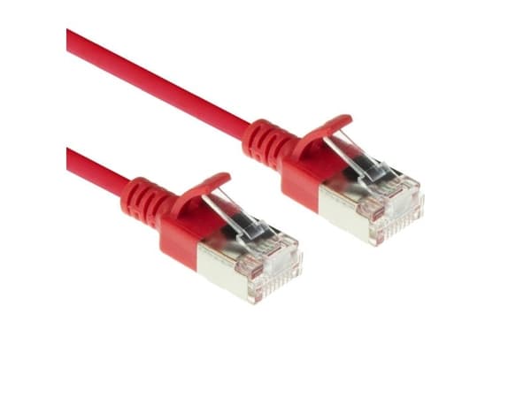 Röd 10 meter LSZH U/FTP CAT6A datacenter slimline patchkabel snagless med RJ45