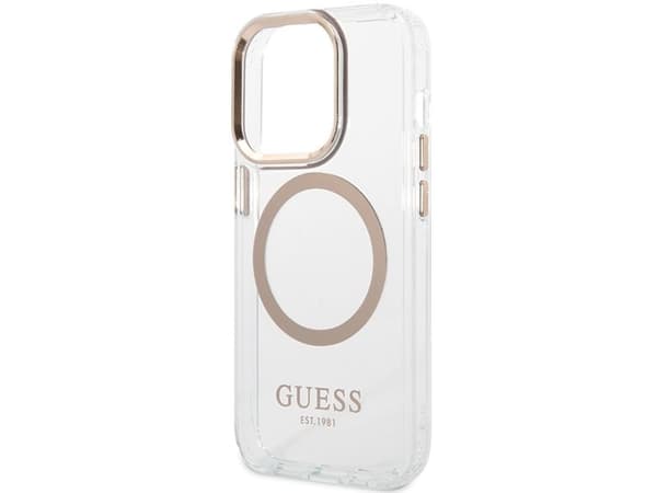 Guess Metal Outline MagSafe-deksel til iPhone 15/14/13 - gull