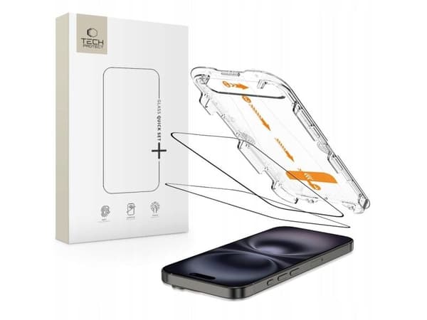 SZKLO HARTOWANE TECH-PROTECT QUICK SET+ 2-PACK IPHONE 15 / 16 BLACK