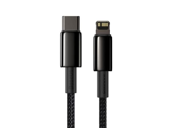 Baseus Tungsten Gold, 1 m, Lightning, USB C, Hankjønn, Hankjønn, Sort