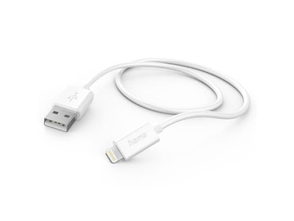 Hama Basic Line Charging/Data Cable - Lightning-kabel - Lightning hann til USB hann - 1 m - hvit