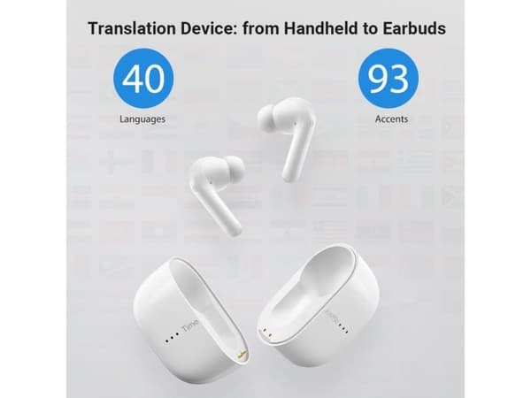 Timekettle M3 Translator, Trådlös, Samtal/musik, 178 g, Headset, Vit