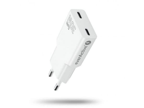 Strømlader 2 x USB-C Quick Charge 4+ 30 W SUPER SLIM hvit