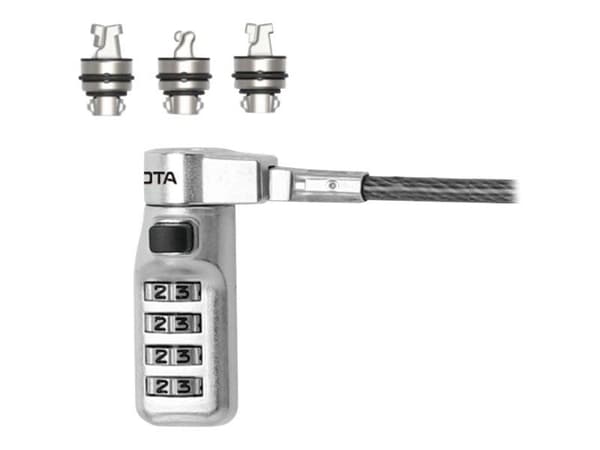 DICOTA Security Combination Lock Exchangeable T/N/W Head - Lås för säkerhetskabel - svart - 2 m