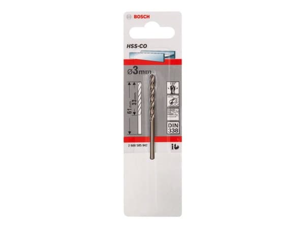 Bosch HSS-Co - Bor - bor - 3 mm - cylindrical - lengde: 61 mm