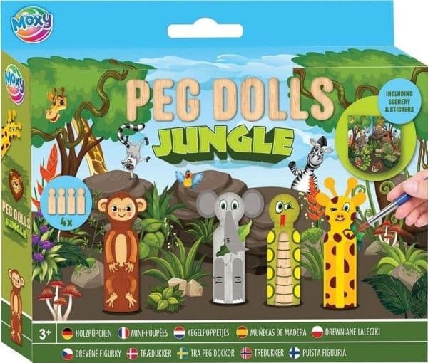 Set med trävävfigurer för målning Jungle