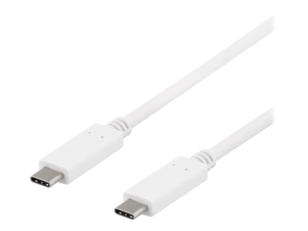 DELTACO - USB-kabel - USB-C (hann) til USB-C (hann) - USB 3.1 Gen 2 - 5 A - 50 cm - hvit