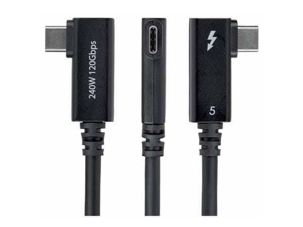 StarTech - Thunderbolt-kabel - Thunderbolt 5 (hane) till Thunderbolt 5 (hane) högervinklad - USB4 / Thunderbolt 3 / Thunderbolt 4 / Thunderbolt 5 /...