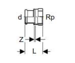 GEBERIT Overgang rustfri 35-11/4 muffe / muffe mapress