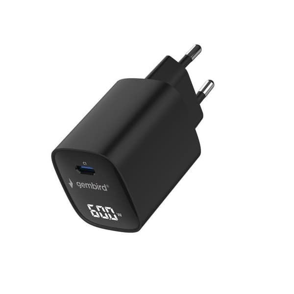 60W USB Type-C snabbladdare med LCD (svart)
