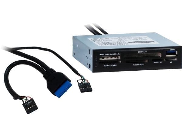 Inter-Tech CI-01 - Kortleser - 3,5" (CF I, CF II, MS, MS PRO, MMC, SD, MS Duo, MS PRO Duo, microSD, SDHC, MS Micro) - USB 3.0
