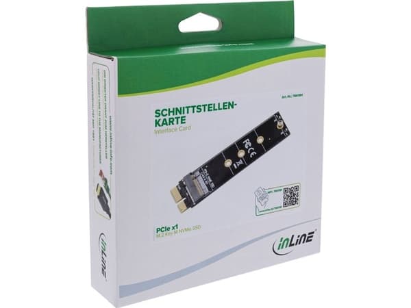 InLine-gränssnittskort PCIe x1 till M.2 Key M NVMe SSD (76619H)