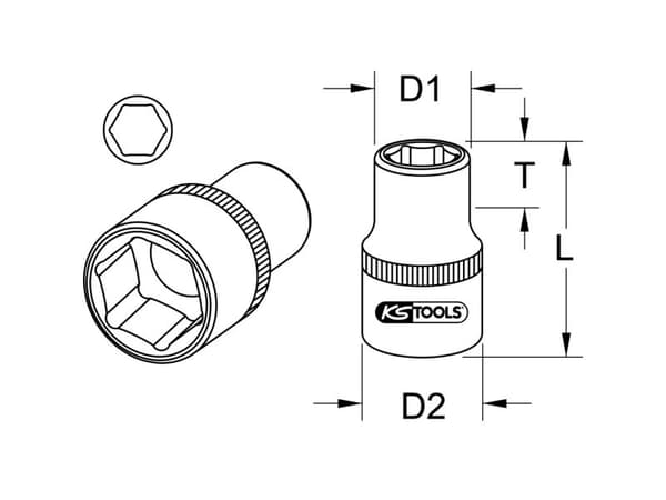 KS TOOLS 1/2" CHROMEplus sekskantsokkel, 9mm (918.1209)