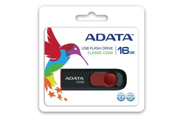 ADATA Classic Series C008 - USB flash-enhet - 16 GB - USB 2.0 - svart, röd