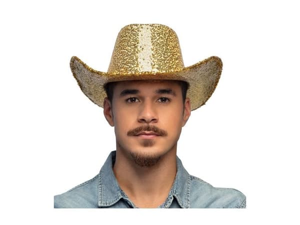 Gul paljett cowboyhatt