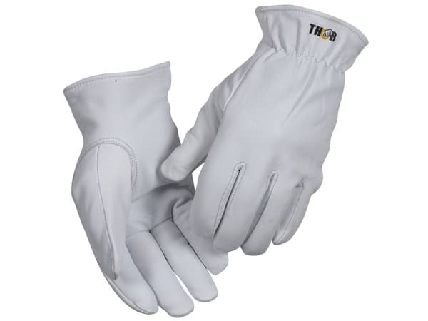 Getskinnshandske 9 THOR Driver vit - (6 st.)
