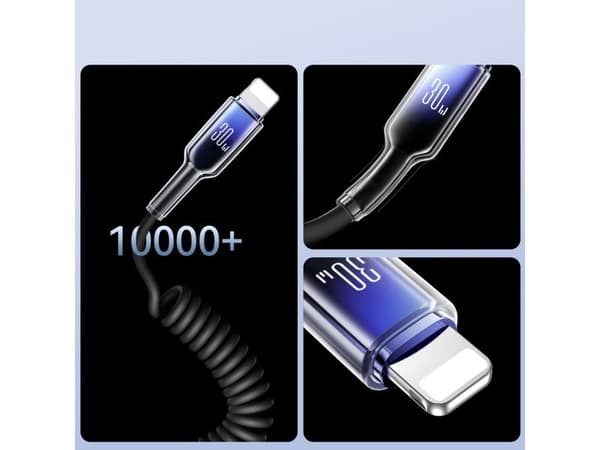 Joyroom S-A43 USB-C til Lightning spiral-kabel 1,5 m, 30W - svart
