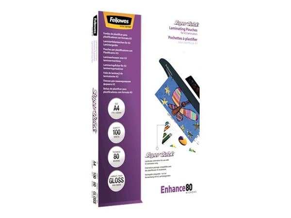 Laminointitaskut Fellowes SuperQuick, A4, 80 µm, 100 kpl.